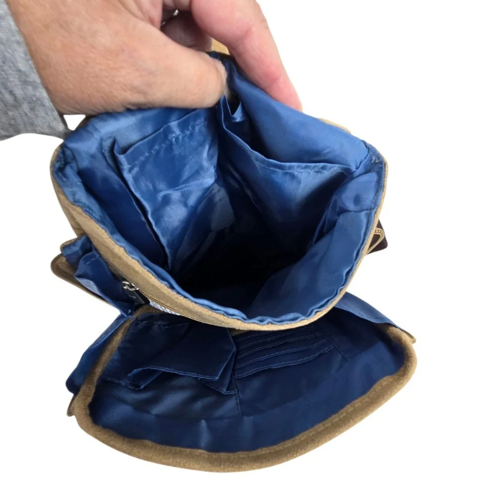 Travelon Micro Suede Organizer Sling Crossbody Bag  w Matching‎ Passport Wallet